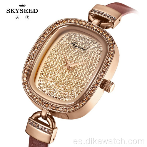 SKYSEED reloj femenino pequeño y sencillo con diamantes
